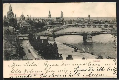 AK Dresden, Ortspanorama mit Brücken