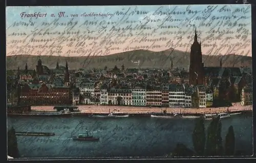 AK Frankfurt a. M., Mainufer und Dom von Sachsenhausen aus gesehen