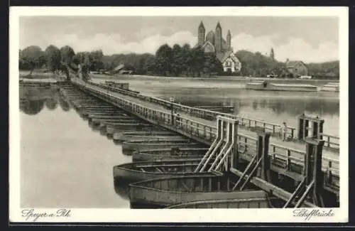 AK Speyer a. Rh., Schiffbrücke