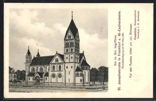 Künstler-AK Frankfurt-Eschersheim, St. Josephskirche