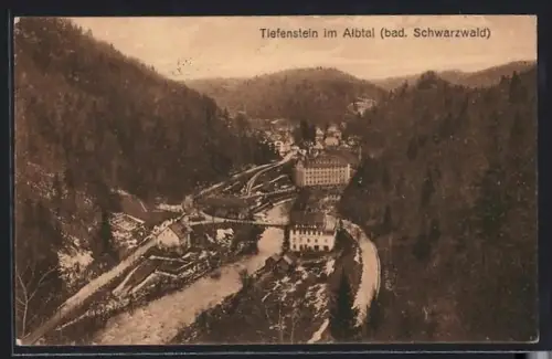 AK Tiefenstein im Albtal, Panorama mit Strassenpartie