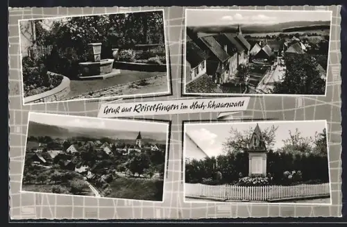AK Reiselfingen im Hoch-Schwarzwald, Strassenpartie, Denkmal, Brunnen