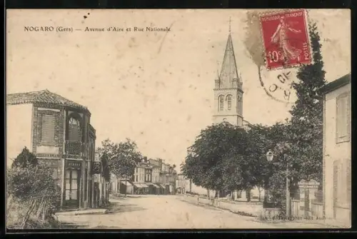 AK Nogaro /Gers, Avenue d`Aire et Rue Nationale
