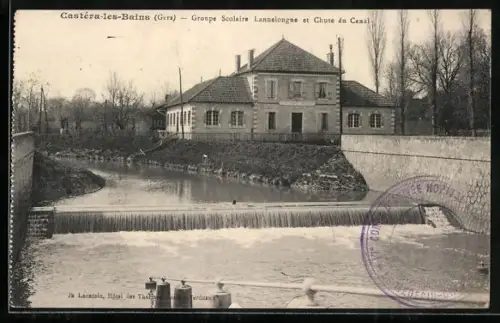 AK Castéra-les-Bains /Gers, Groupe Scolaire Lasnolongue et Chute du Canal