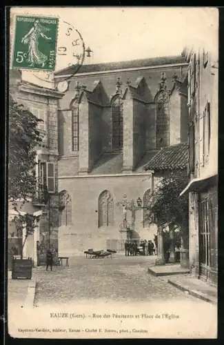 AK Eauze /Gers, Rue des Pénitents et Place de l`Église