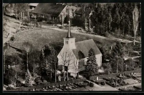 AK Bommelsen /Kreis Fallingbostel, Evangelische Kirche mit Friedhof