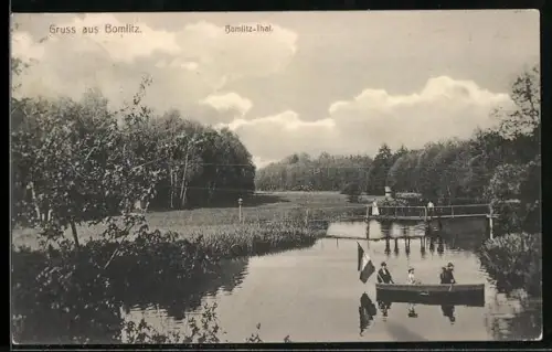 AK Bomlitz, Bomlitz-Thal mit Brücke und Boot