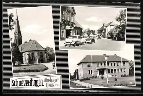 AK Schneverdingen /Lüneburger Heide, Kirche, Verdener Strasse, Rathaus