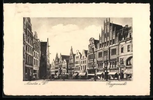 AK Münster i. W., Partie am Roggenmarkt