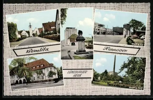 AK Bomlitz /Hannover, Kirche, Ledigenheim, Wolff & Co