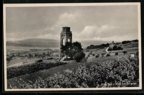 AK Zell / Pfalz, Ehrenmal, Blick ins Zellertal über Kirchheimbolanden