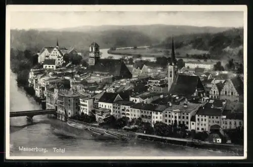 AK Wasserburg / Inn, Ortsansicht mit Brücke