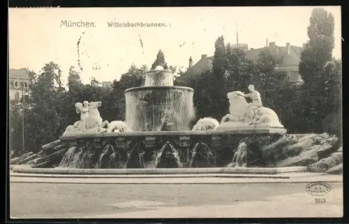 AK München, Blick zum Wittelsbachbrunnen