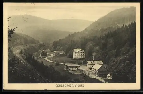 AK Gehlberg, Gehlberger Mühle aus der Vogelschau