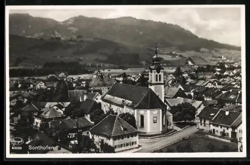 AK Sonthofen, Ortsansicht mit Kirche