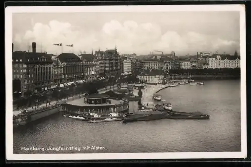 AK Hamburg-Neustadt, Jungfernstieg mit Alster