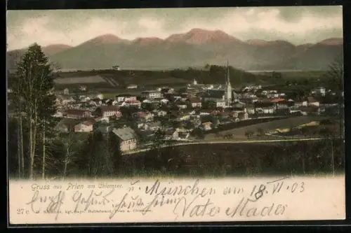 AK Prien am Chiemsee, Ortsansicht mit Kirche