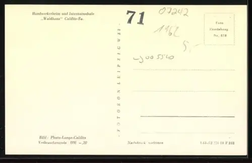 AK Colditz /Sa., Handwerkerheim und Internatsschule Waldhaus