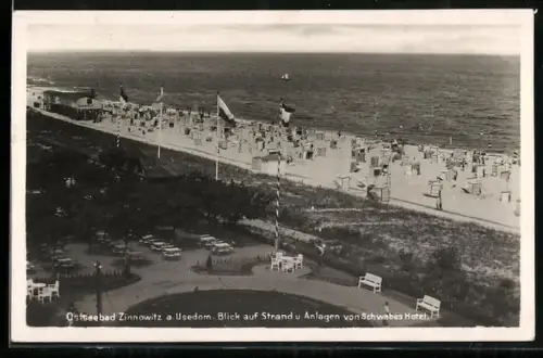 AK Zinnowitz a. Usedom, Blick auf den Strand von Schwabes Hotel