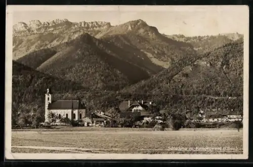 AK Schleching /Obay., Ortsansicht mit Kampenwand