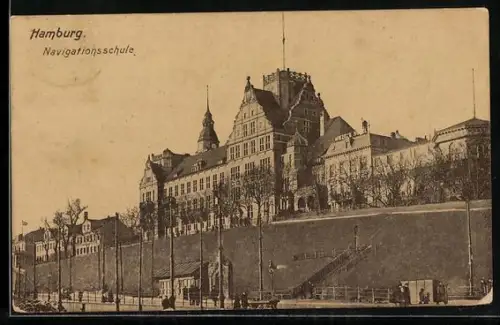 AK Hamburg-St.Pauli, Blick zur Navigationsschule