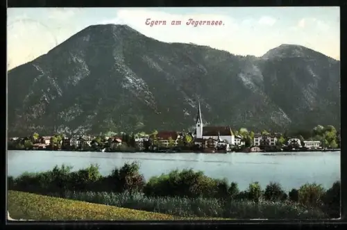 AK Egern am Tegernsee, Ortsansicht mit Kirche