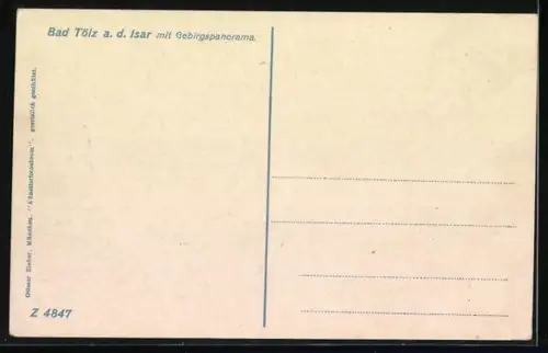 AK Bad Tölz a. d. Isar, Ortsansicht mit Gebirgspanorama