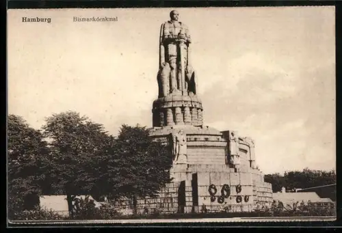AK Hamburg-St.Pauli, Blick zum Bismarckdenkmal