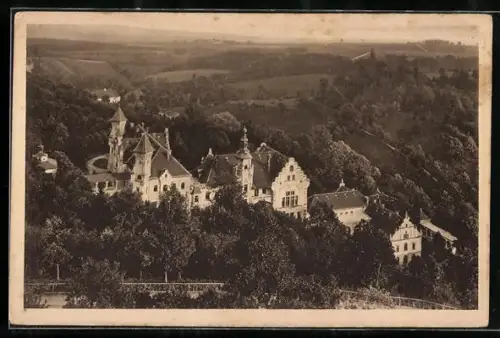 AK Rothenburg o. T., Hotel Fürstenhof und Kurhaus Wildbad aus der Vogelschau