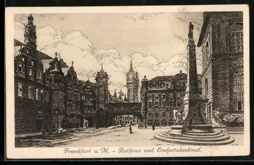 AK Alt-Frankfurt, Rathaus und Einheitsdenkmal