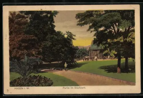 AK Hagen i. W., Partie im Stadtpark
