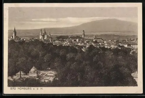 AK Bad Homburg v. d. H., Gesamtansicht mit Kurpark und Kirche