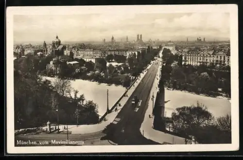 AK München, Blick vom Maximilianeum auf Stadt und Isar