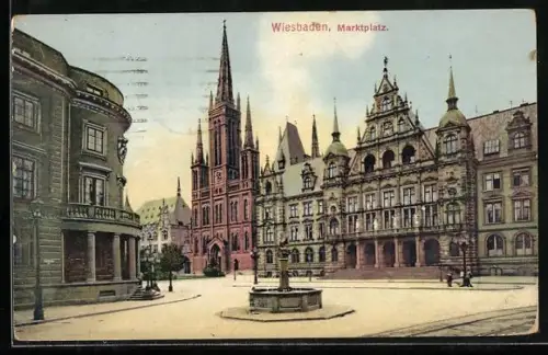 AK Wiesbaden, Marktplatz