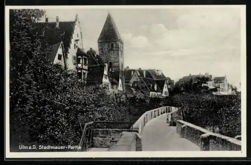 AK Ulm a. D., Ortspartie an der Stadtmauer