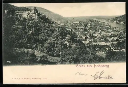 AK Heidelberg, Ortsansicht mit Schloss, Altstadt, Neckar