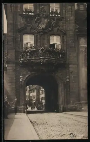 AK Bamberg, Rathaus mit Brückentor, Westseite