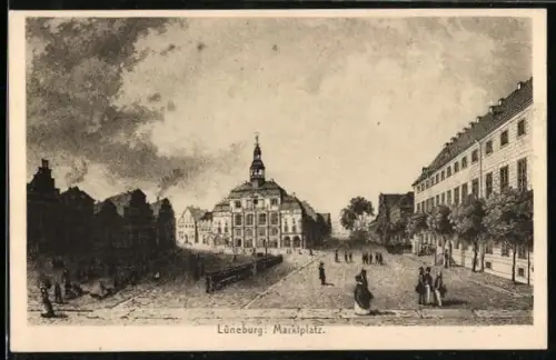 Lithographie Lüneburg, Marktplatz