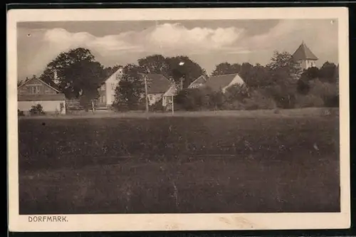 AK Dorfmark, Ortsansicht mit Kirche und Wohnhäusern