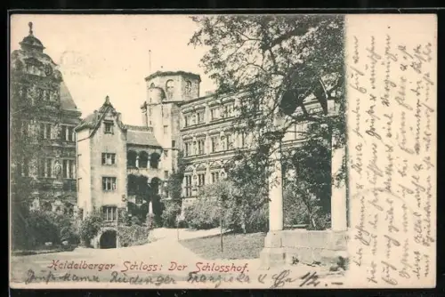 AK Heidelberg, Schloss, Blick in den Schlosshof
