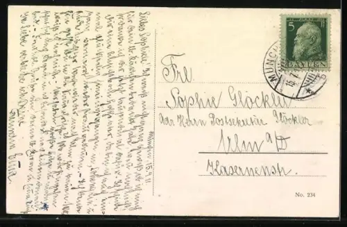 AK München, Hoftheater mit Denkmal