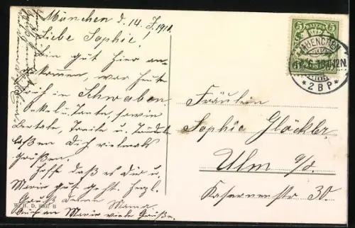 AK München, Ludwigstrasse mit Cafe