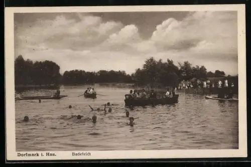 AK Dorfmark i. Han., Badeteich mit Booten