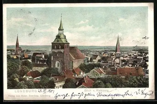 AK Lüneburg, Blick vom Kalkberg mit Kirche