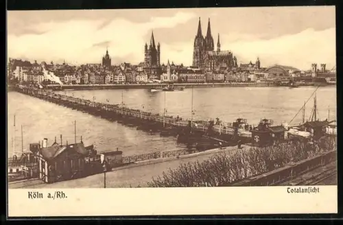 AK Köln-Deutz, Totalansicht mit Dom