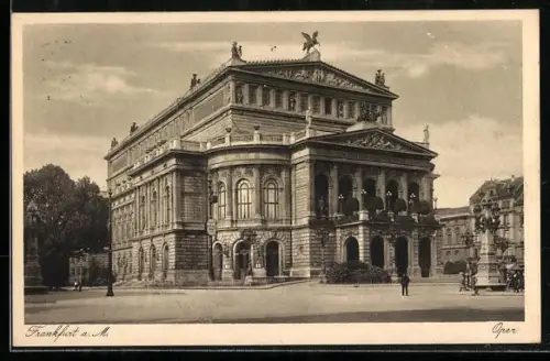 AK Frankfurt a. M., Oper mit Denkmal