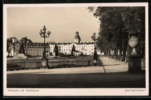 AK Karlsruhe i. B., Schloss und Schlossplatz