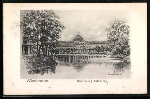 AK Wiesbaden, Kurhaus Ostseite