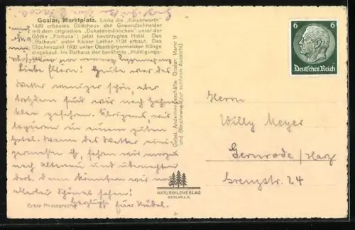 AK Goslar, Rathaus mit Glockenspiel