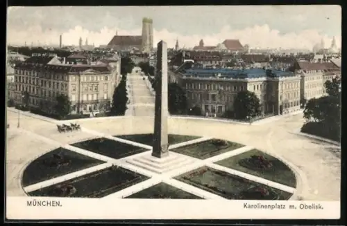 AK München, Karolinenplatz mit Obelisk